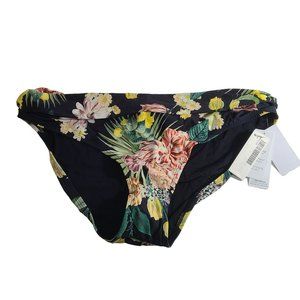 Jantzen Hipster Bikini Bottoms Fold Over Black Floral Women's Extra Large XL NWT